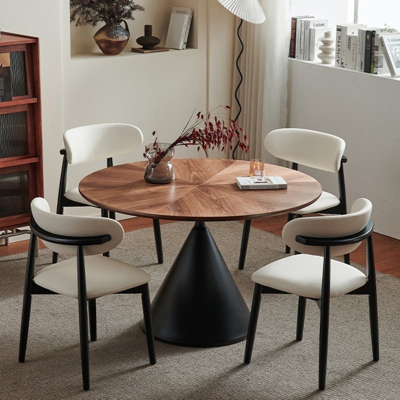 Round Table Middle Ancient Style Solid Wood Dining Table French Black ...