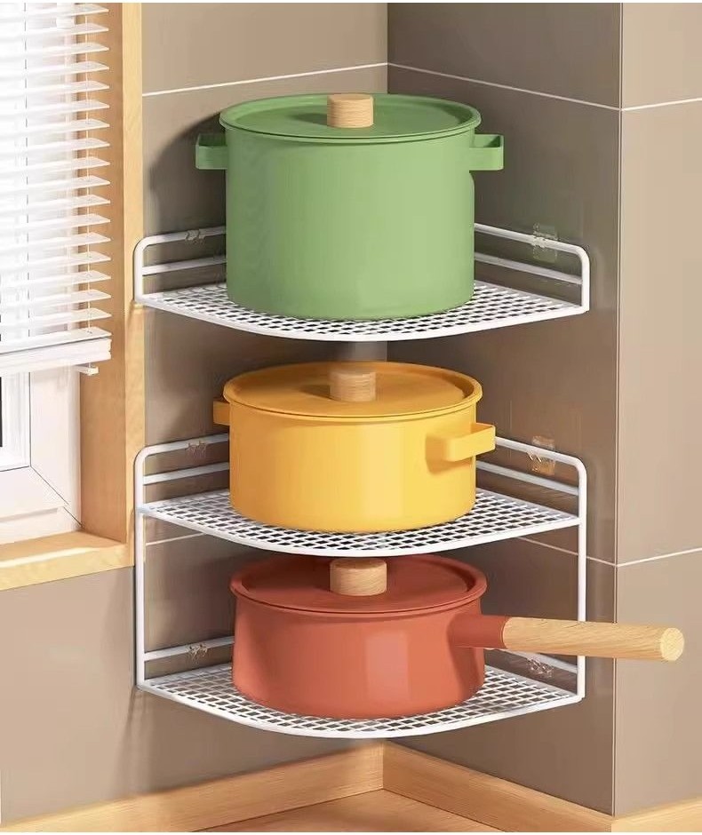 Pot Rack Kitchen Corner Rack Perforation-Free Corner Pot Storage Rack ...