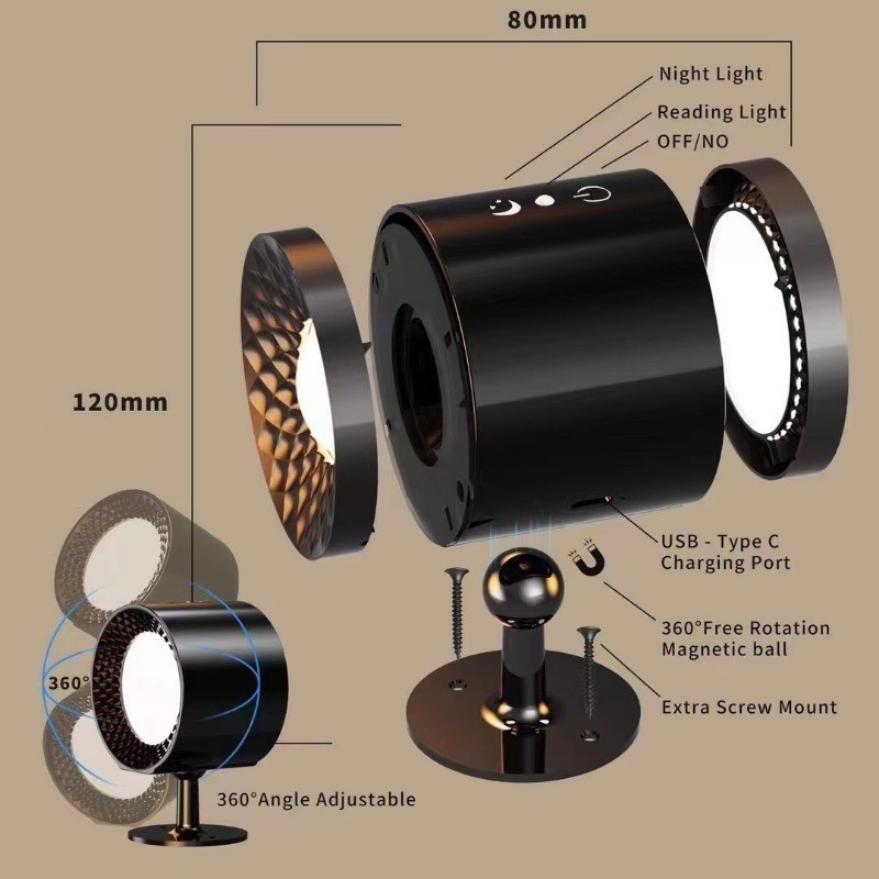 【SG】New Magnetic Wall Light with Remote Control USB Wall Lamp Battery ...