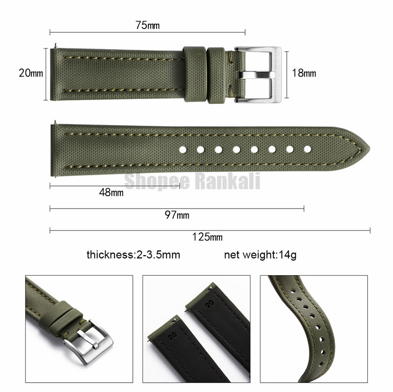 High Quality Sailcloth Nylon Canvas Watch Strap 18mm 19mm 20mm 21mm ...