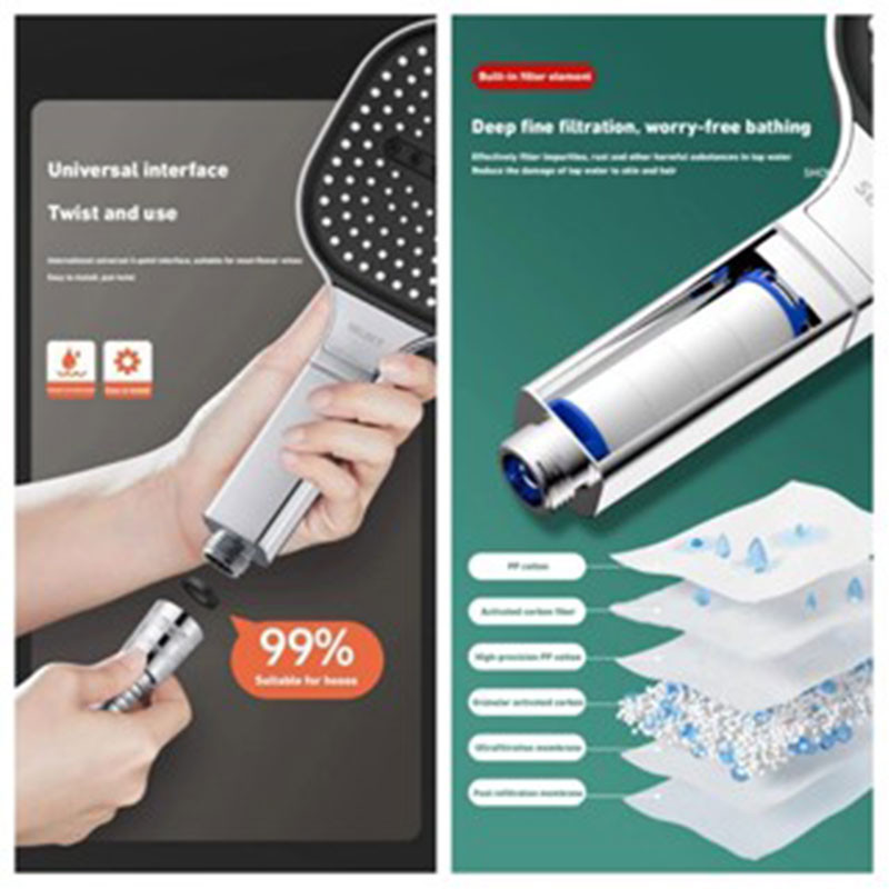 130mm Large Panel Powerful Supercharged Shower Head 3 Modes Shower Head ...