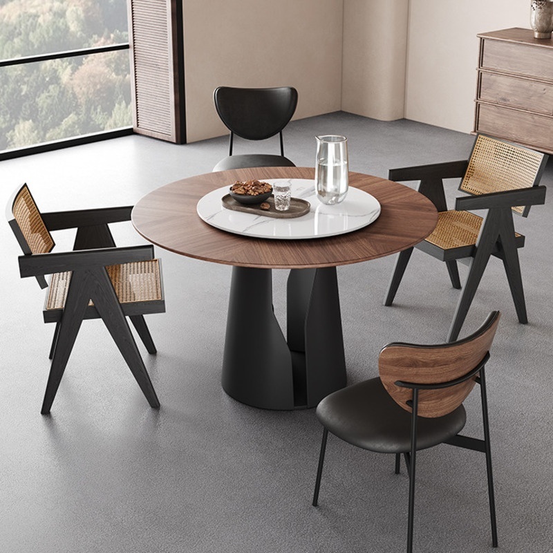Small Household Unit Solid Wood Round Dining Table And Chair Antique ...