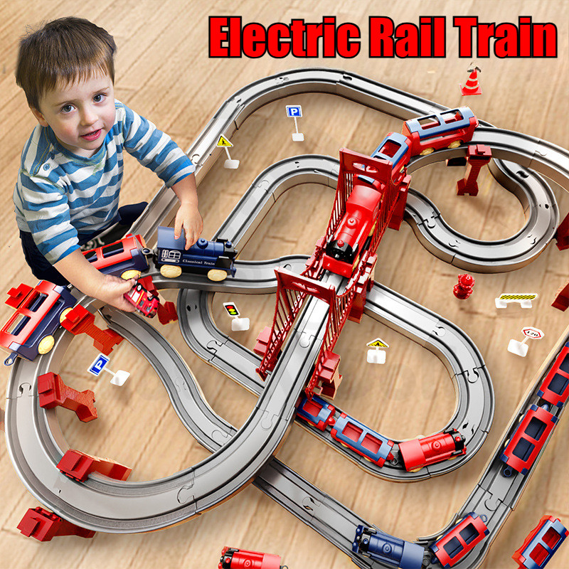 Kids Electric Rail Cars Toy Mini Train Railway Set DIY Assembly Toys ...