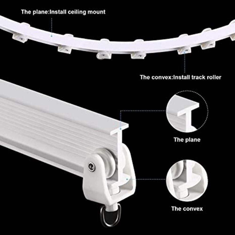Flexible Curtain Track Rail Side/Top Mount Runner Gliders Bracket ...