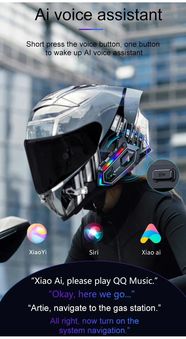 ELIKIDSTO Y20 Motorcycle Helmet Bluetooth Headset With HiFi
