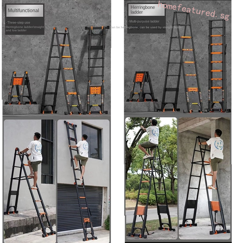 Foldable Telescopic Step Ladder With Wheels Portable Folding Aluminum ...