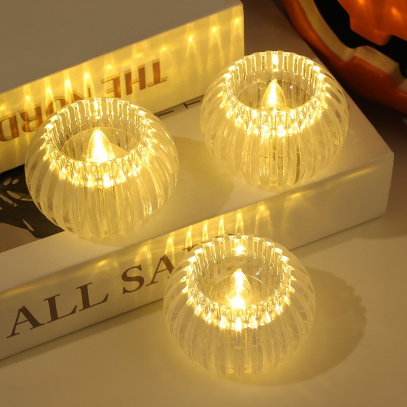 1/2/4Pcs Transparent Pumpkin Light Mini Electronic Candle Light LED