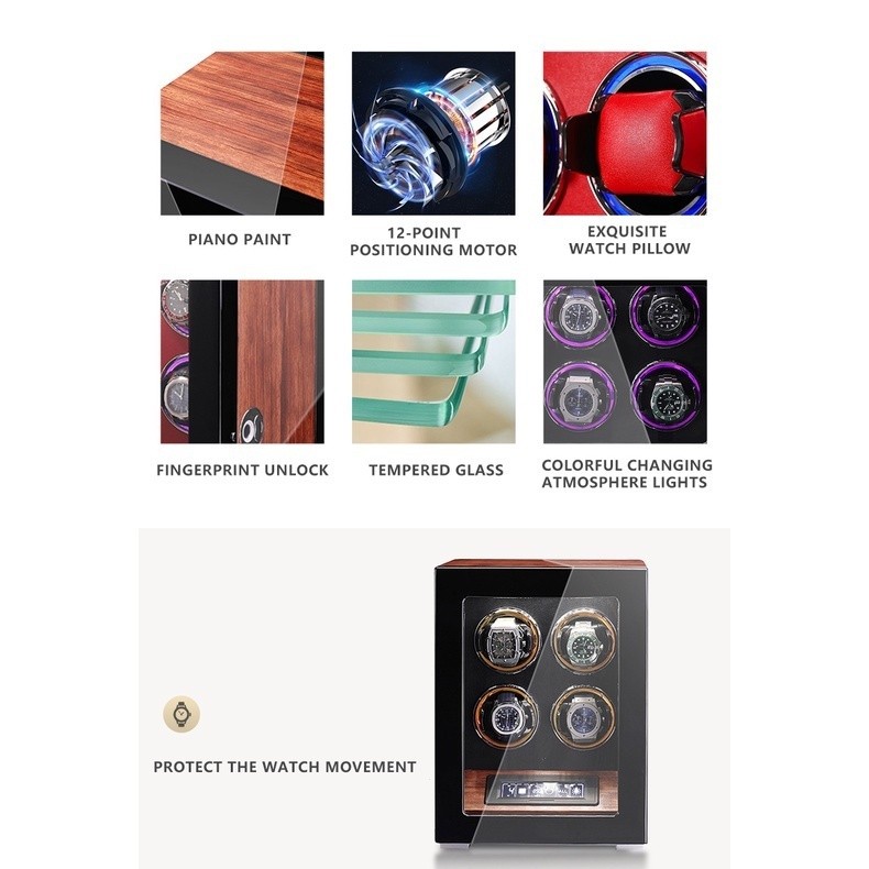 BLUETIDE Fingerprint Unlock Automatic Watch Winder Top Luxury Brand