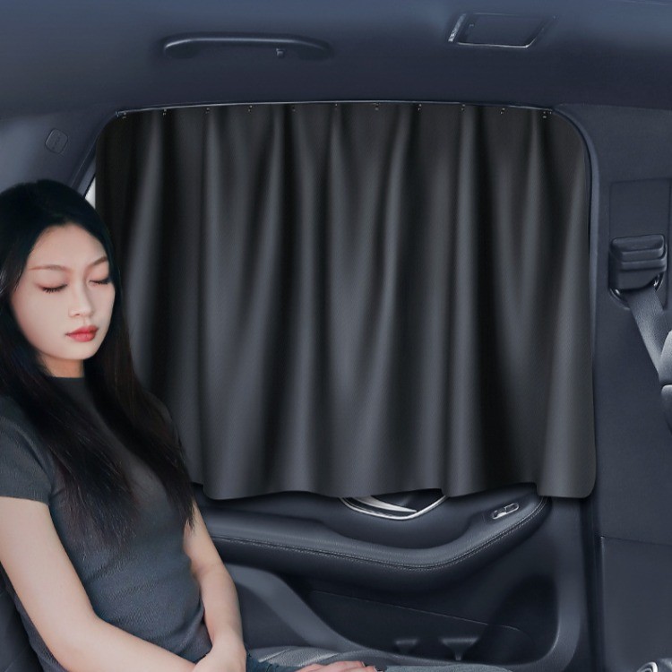 Car Sun Shade Track Mounted Rear Side Window Curtain UV Protection Heat ...