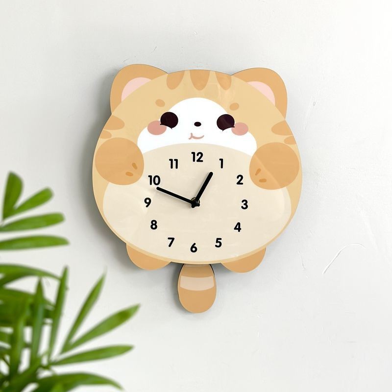 Cute Cat Creative Swing Household Clock Wall Hanging Living Room ...