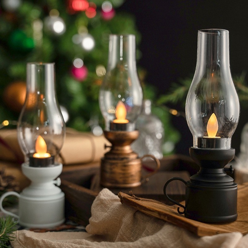 Hari Raya Lampu LED Night Light Retro Kerosene Lamp Shape Flameless ...