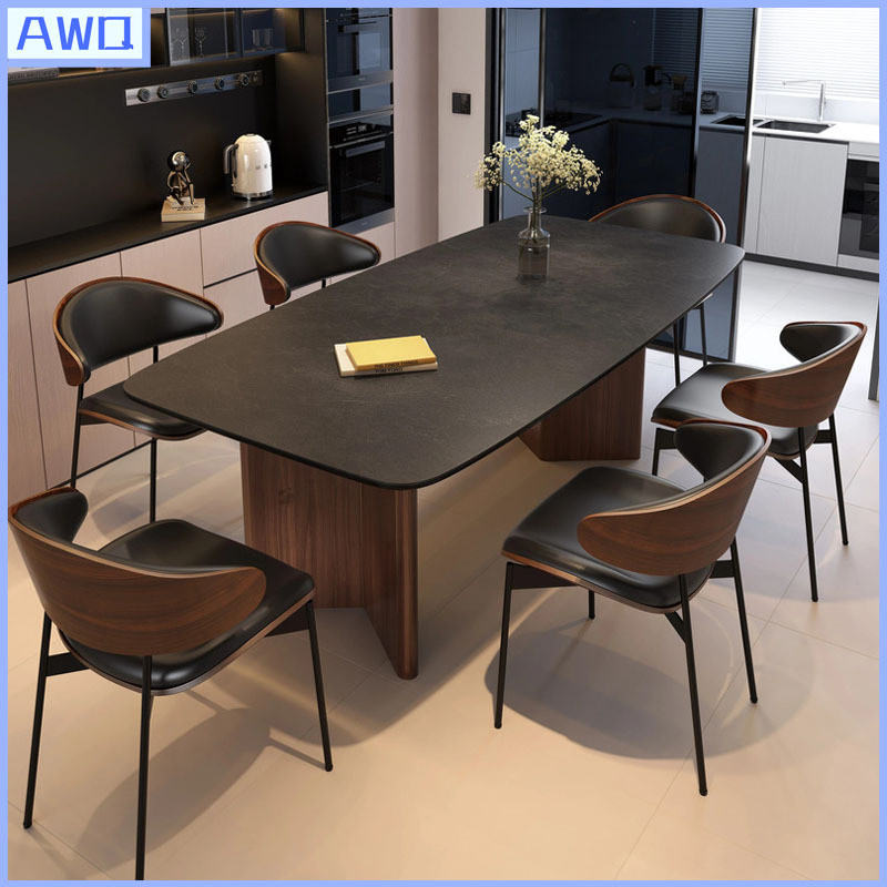Rock Plate Dining Table Combination Italian Minimalist Small Apartment ...