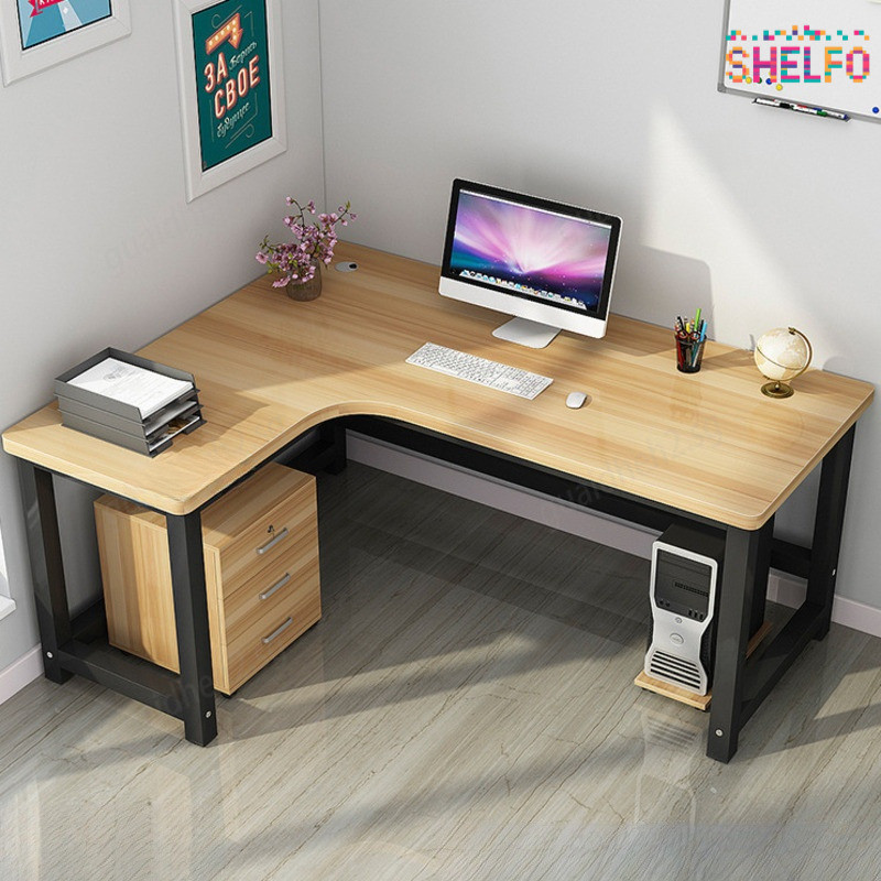 SHELFO Computer Table Desktop L-Shaped Study Table Corner Desk Large ...