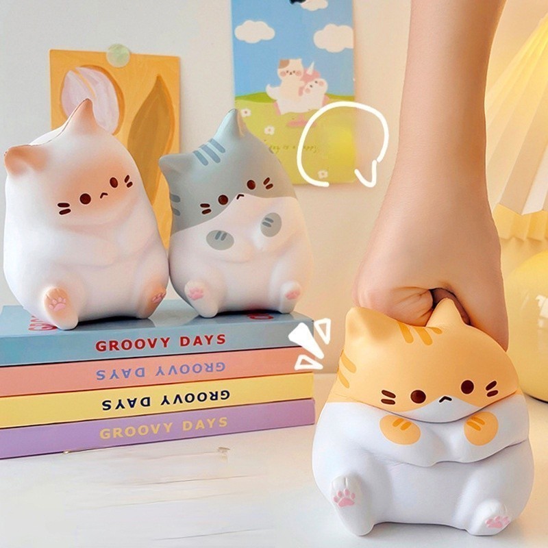 Kawaii Cat Stress Relief Squishy Toy PU Slow Rising Squeeze Antistress Ball Cartoon Table Ornaments Birthday Toy For Girls Shopee Singapore