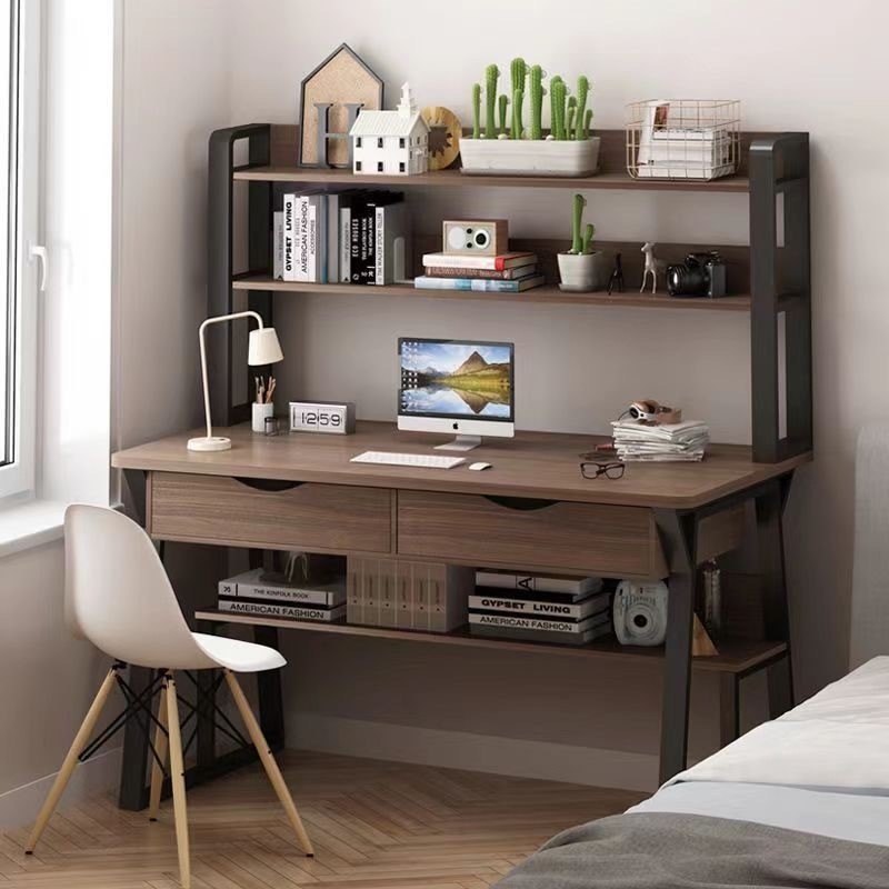 Study With Drawer Computer Bookshelf Combination Writing Desk Home ...
