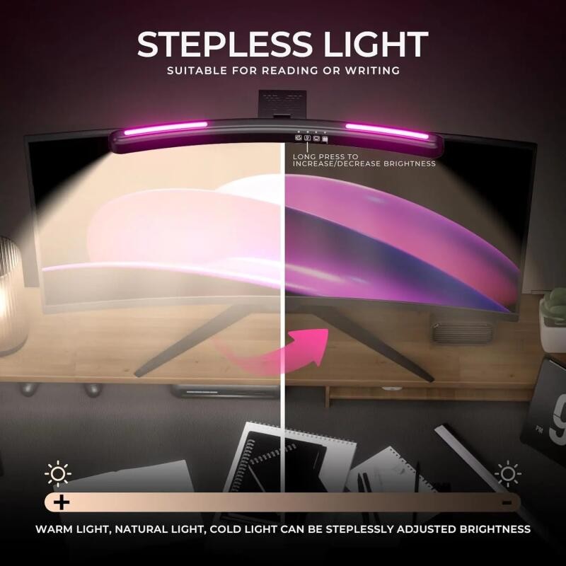 Curved Screen Computer PC Monitor Hanging Light Bar Timer Eye ...