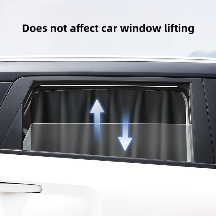 Car Sun Shade Track Mounted Rear Side Window Curtain UV Protection Heat ...