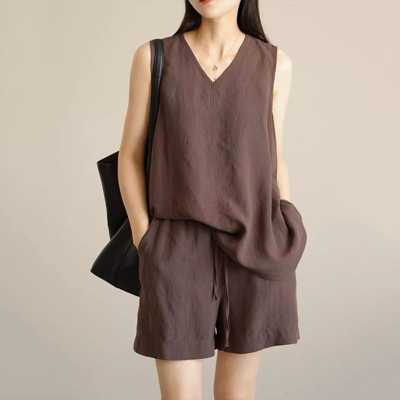 Co-Ords Individual Sets Women's Summer Sleeveless Top+ Slimming Elastic ...