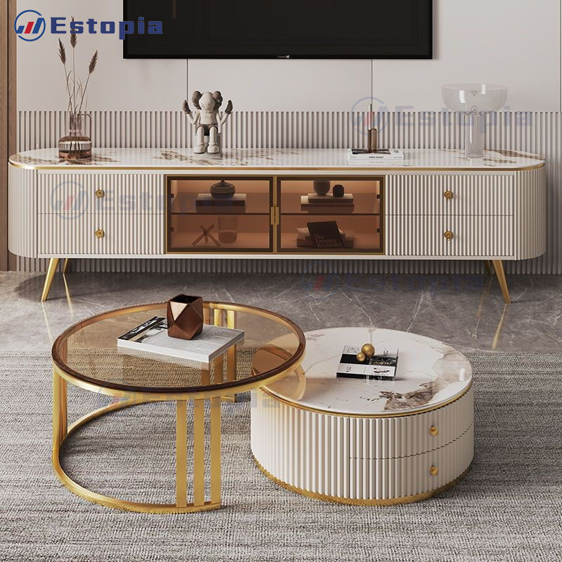 Italian Style Luxury Rock Coffee Table Nordic Minimalist TV Cabinet Set ...