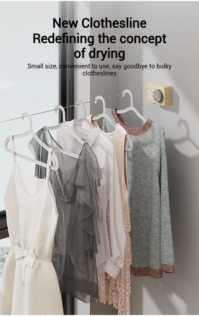 Invisible retractable clothesline indoor punch-free bathroom bathroom ...