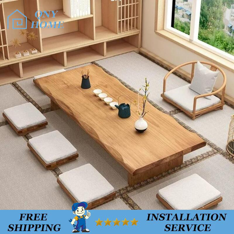 Solid Wood Tea Table And Chair Combination Tatami Balcony Tea Table ...