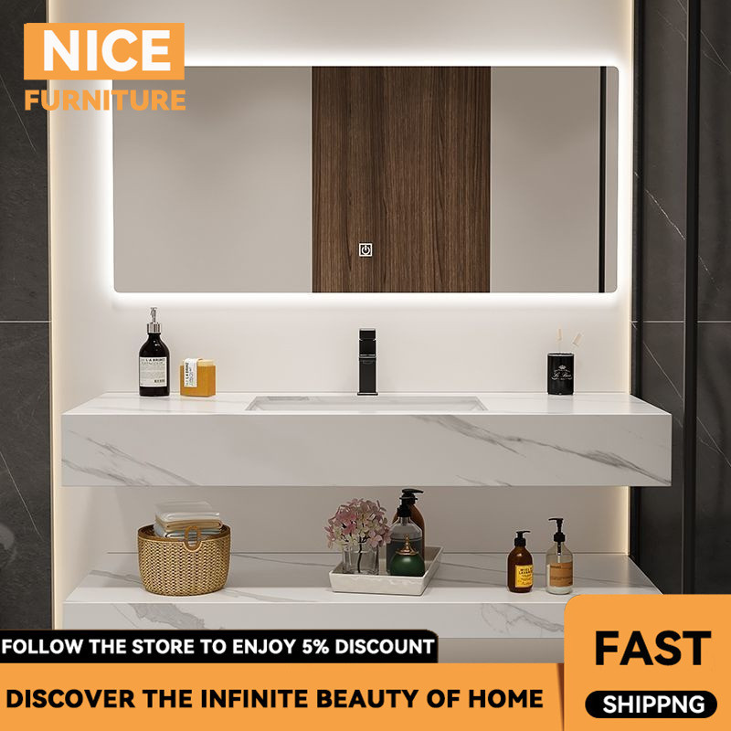 New Double-layer Marble Bathroom Cabinet Modern Simple Wash Basin Large ...