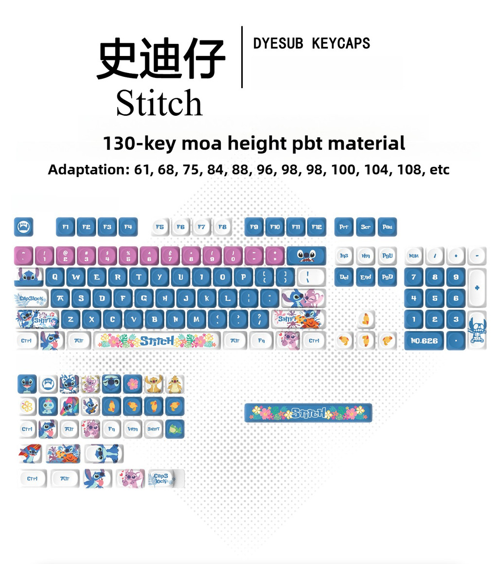 Stitch Keycaps English MOA Profile Cute Keycaps DYE-SUB PBT Material ...