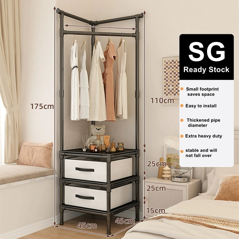 Corner Coat Hat Rack Multifunction 3-Layer Floor Standing Corner Hanger ...