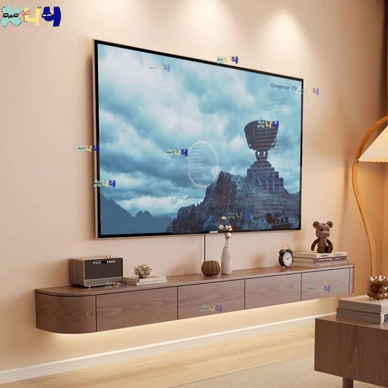 RHY Suspended Rock Panel Living Room Household Solid Wood TV Console ...