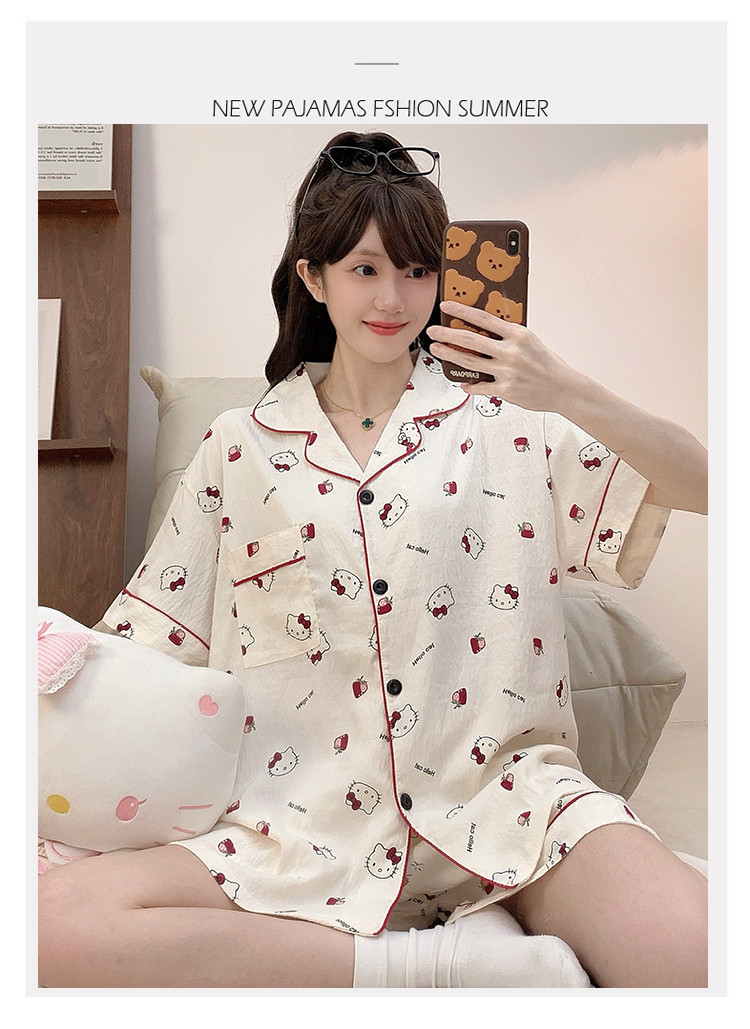 M-5XL Pyjamas Women Plus Size Pajamas Set Summer Short sleeve Sleepwear ...