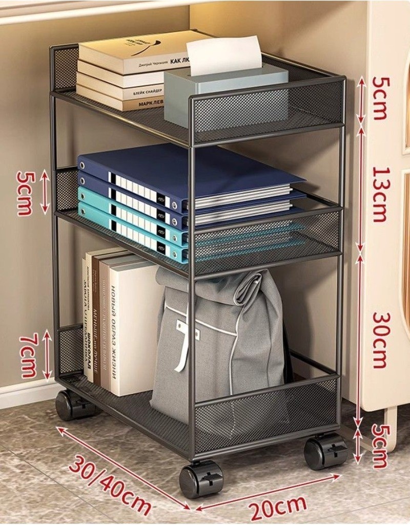 Double-layer pulley trolley, student under-table storage mobile ...