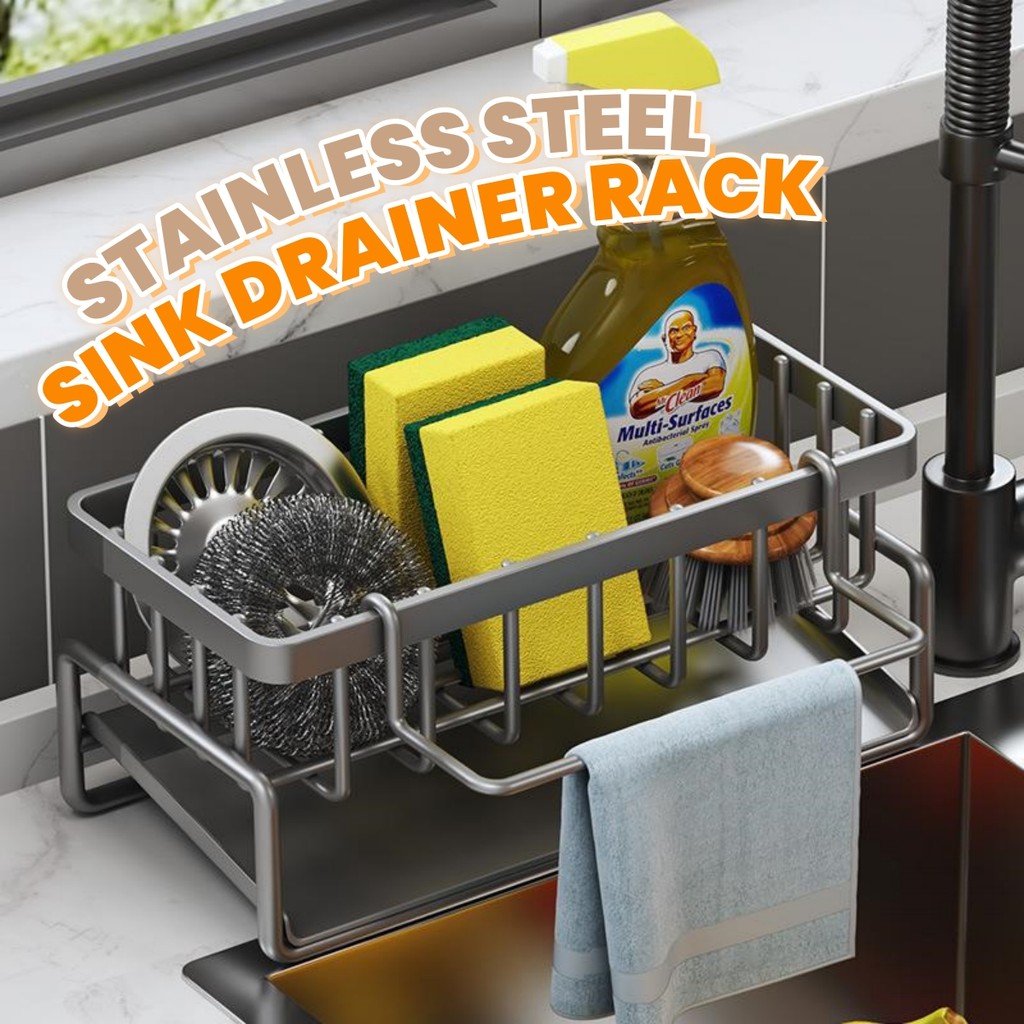 Stainless Steel Faucet Sink Drain Rack Dishcloth Hanging Holder Kitchen