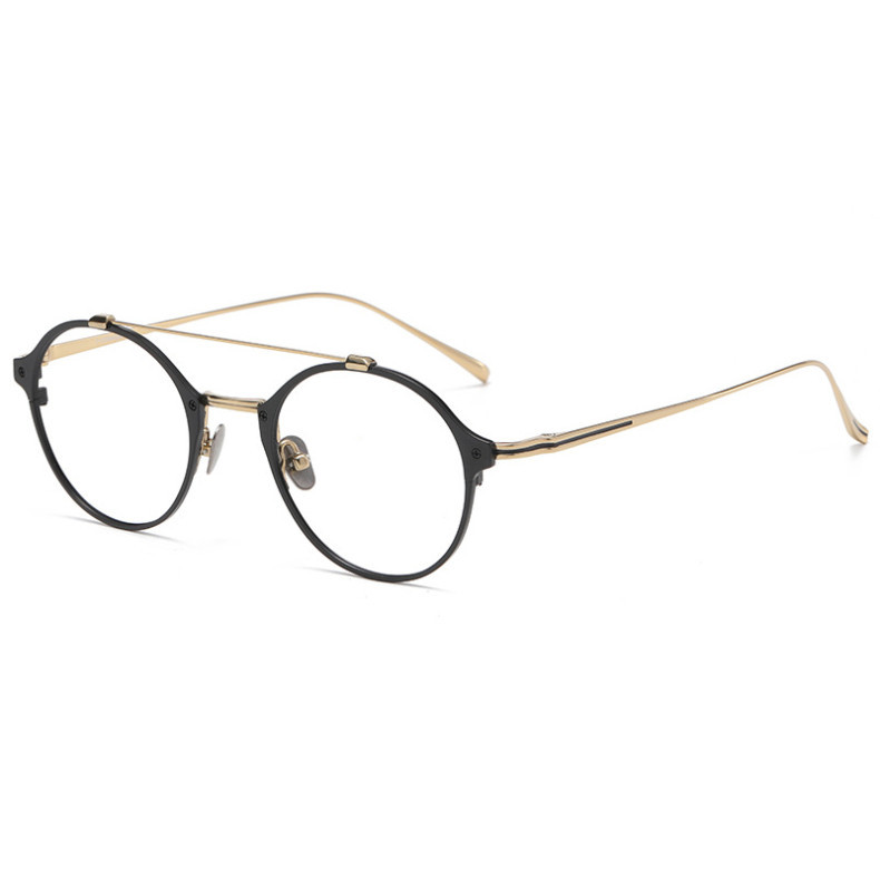 Pure Titanium Double Beam Optical Glasses Frame Pilot Design Spectacles ...