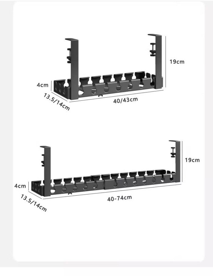 Undertable Cable Organizer, No Drilling Power Cable Rack, Cable Tray ...