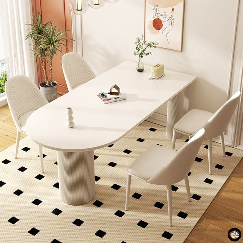 CAQ Dining Table Rock Slab Creamy Style, Modern And Simple Small ...