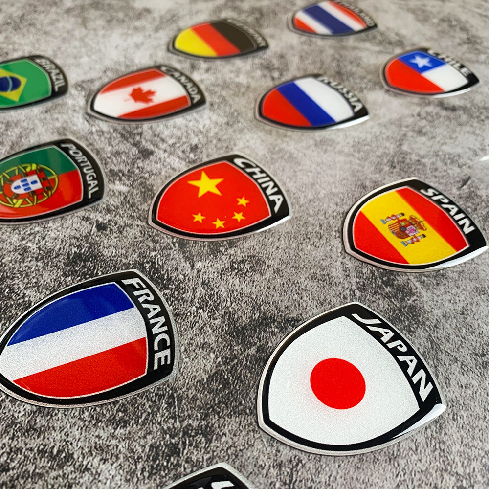 3D Resin Gel National Flag Sticker Reflective Country Emblems Shield ...