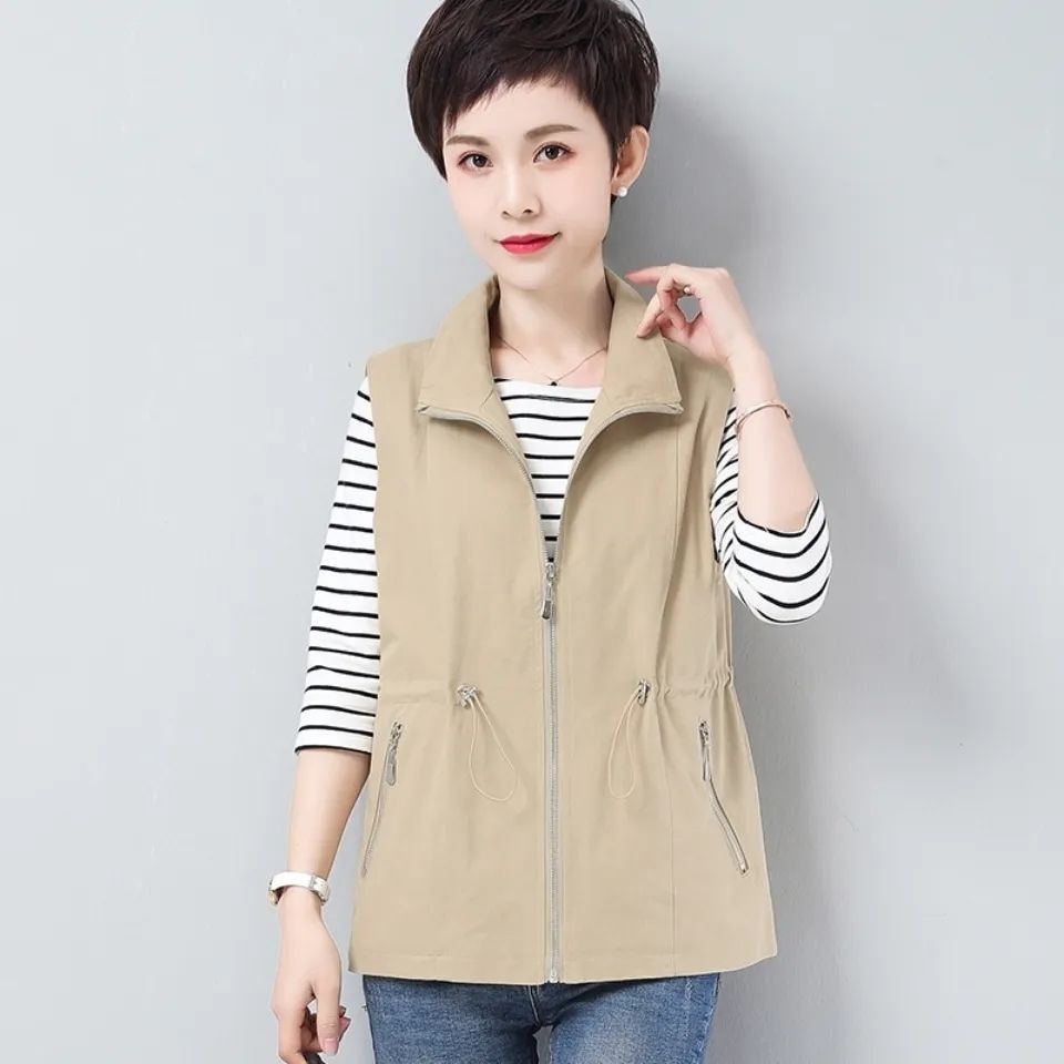 Short vest for women spring and autumn 2023 new style waistcoat vest for middle aged and elderly mothers to wear casual Shopee Singapore