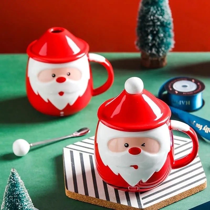 NonSlip Heat Resistant Milk Coffee Cup / Cute Elk Snowman Water Glass