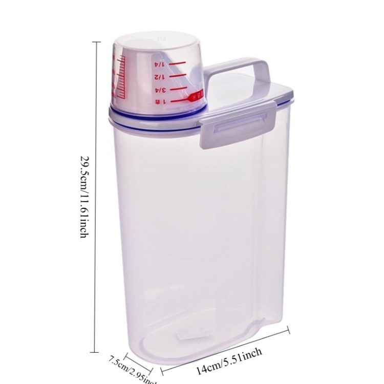 2kg Airtight Rice Storage Container with Locking Lid, Plastic Grain ...