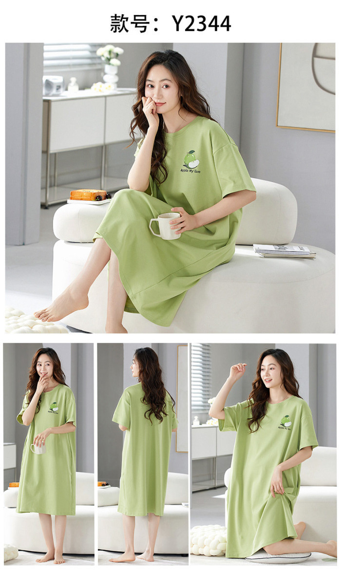 Night dress Padded Pyjamas Women Cotton Summer with chest pad Pajamas ...