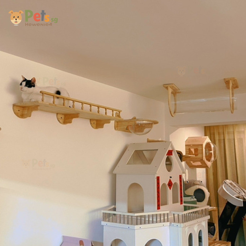 Solid Wood Cat Cat Climbing Frame Cat Wall Climbing Frame Wall-Mounted ...