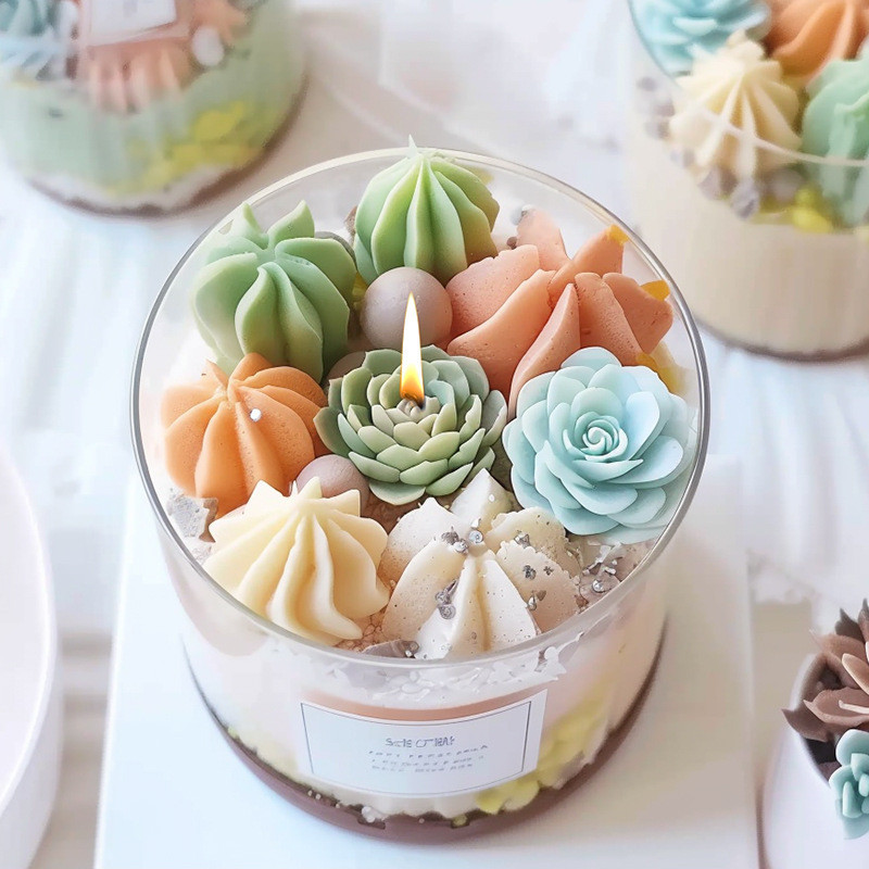 4/6/9Pcs/set 3D Silicone Candle Mold Cactus Scented Candle Forms