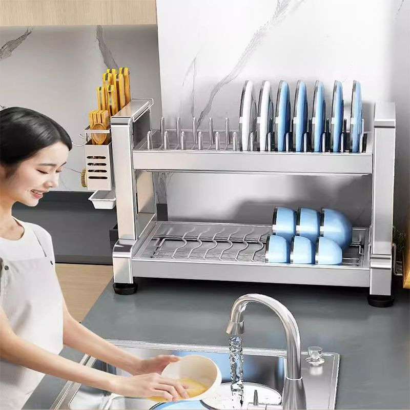 304 Stainless Steel Kitchen Dish Rack With Draining Tray Save Space ...