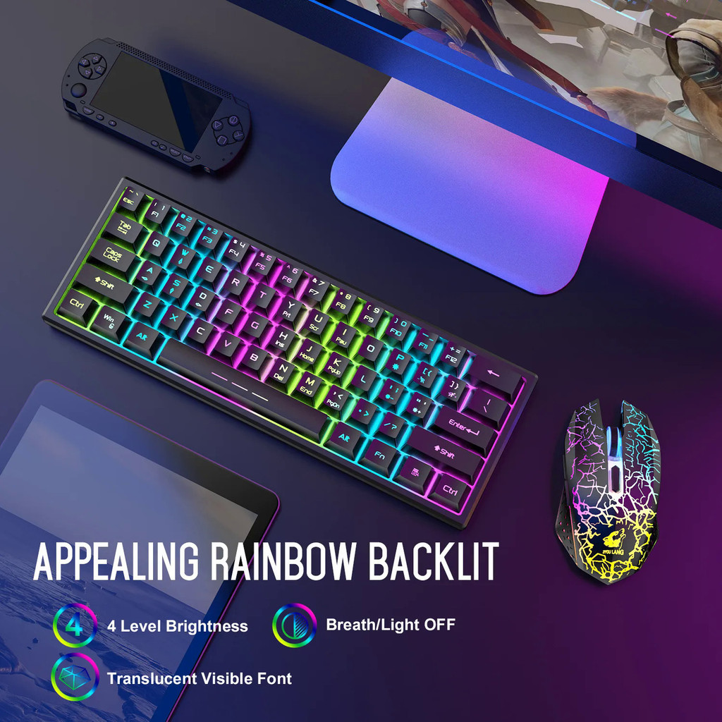 T61 Wireless 2.4GHz Mouse Keyboard Combo Rechargeable / Backlit