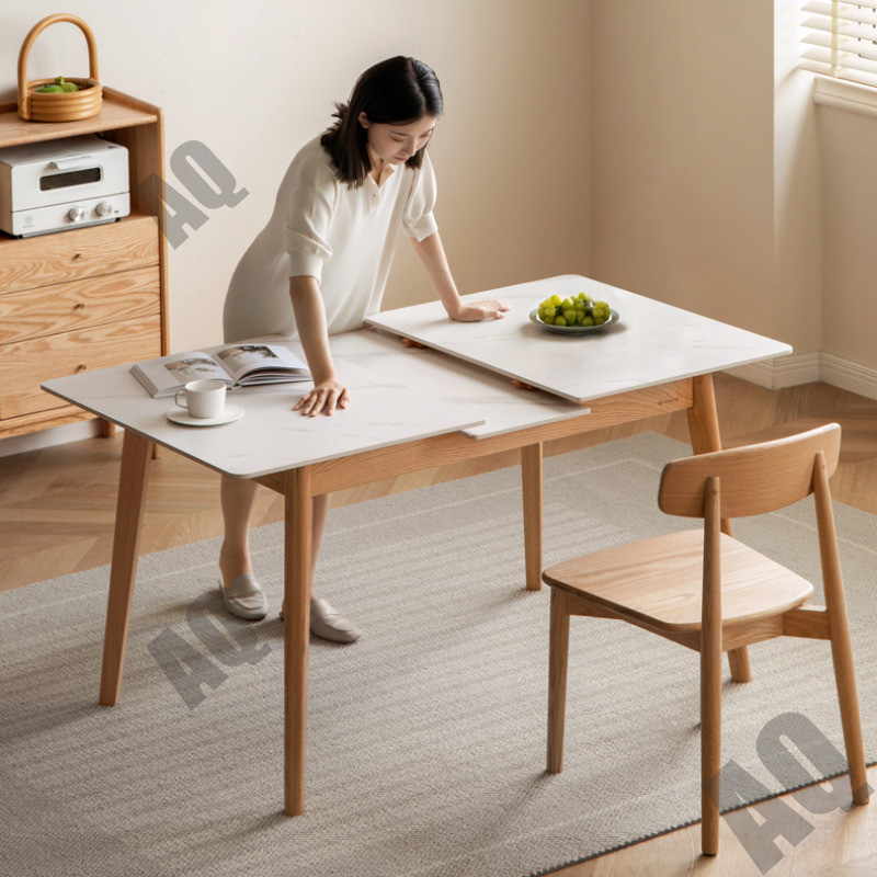 NAQ Dining Table Solid Wood Telescopic Dining Table Scandinavian Rock ...