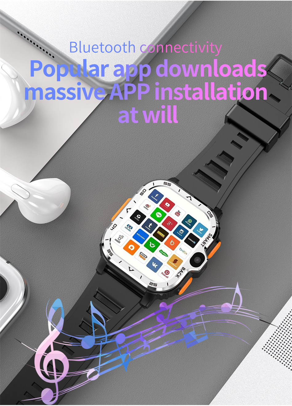 New Android GPS Smart Watch 4G/64G ROM Storage HD Dual Camera NFC Watch ...