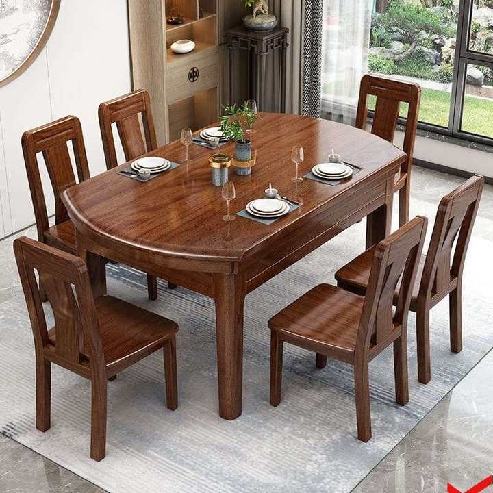 YSSH Solid Wood Dining Table And Chair Combination Extendable And ...