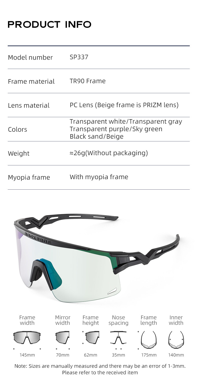 ROCKBROS Cycling Glasses Myopia Frame Anti-fog Lightweight Comfortable ...