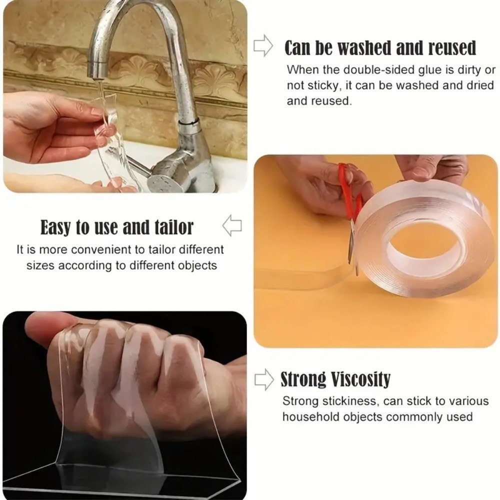 1/2/3 meters Waterproof Transparent Double-Sided Tape, Anti-Mildew ...