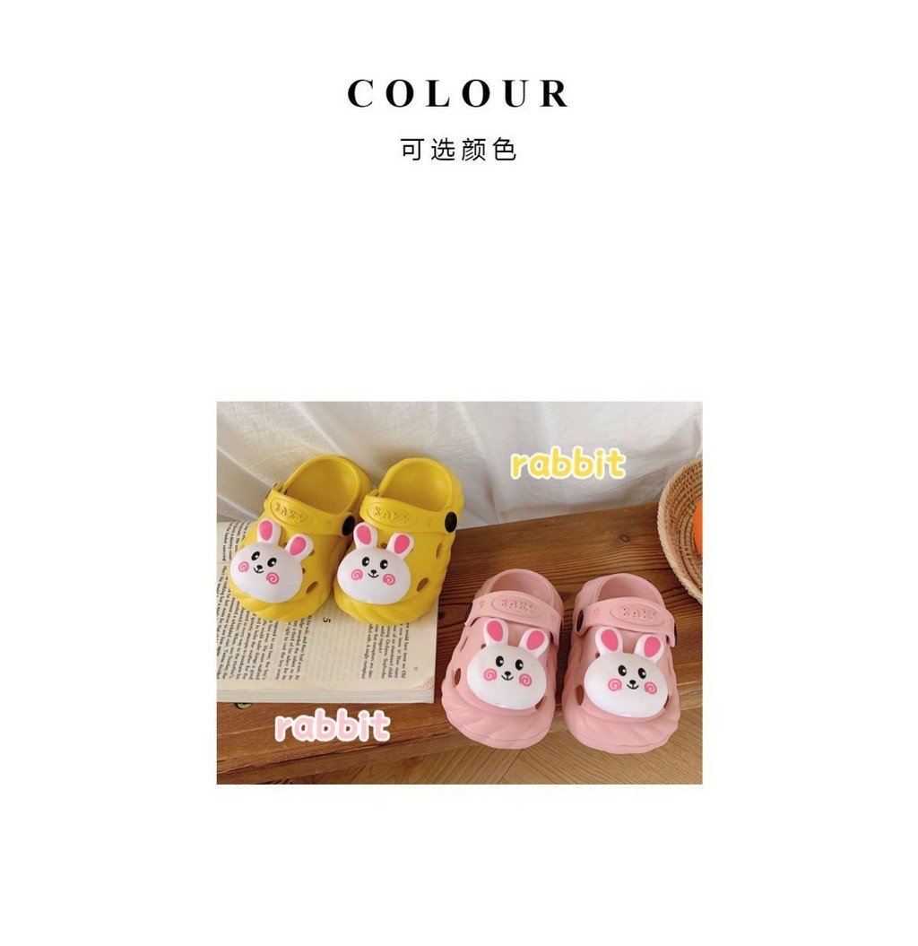 Summer Cute Bunny Clogs For Kids Heart-Melt EVA Slip-On Beach Slides ...